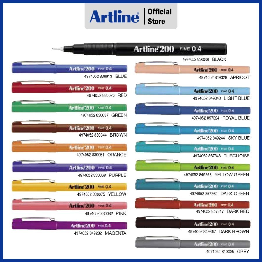 

ARTLINE Writing Pens Colours Ink Pulpen Tinta Warna EK-200