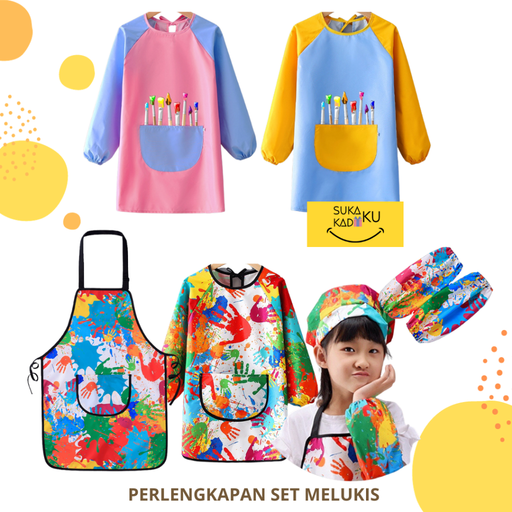 

Art Apron / Celemek Anak Import Anti Air / Waterproof Melukis Painting Set