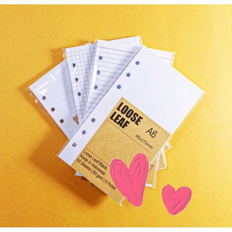 

50 Lembar Kertas A6,Tebal 80 GSM, Refill Loose Leaf isi Binder A6 Ring 6