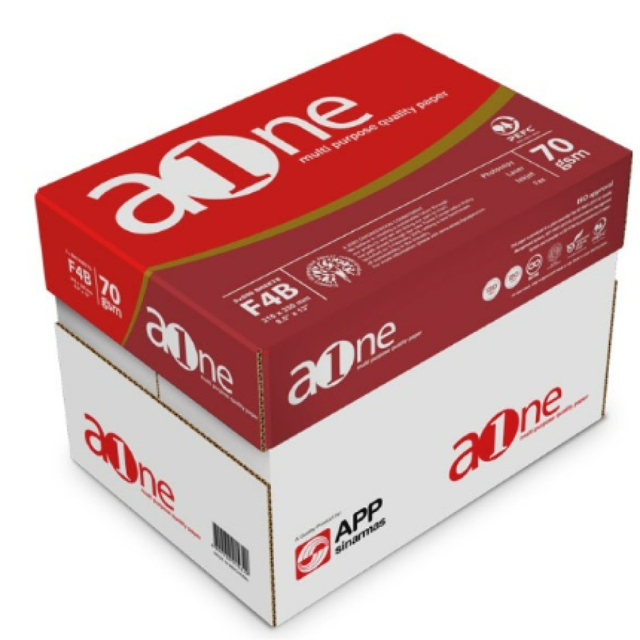 

Kertas Hvs AONE F4 70 gsm 1 Box isi 5 rim / Kertas fotocopy print Aone F4 70 Gram 1 dus
