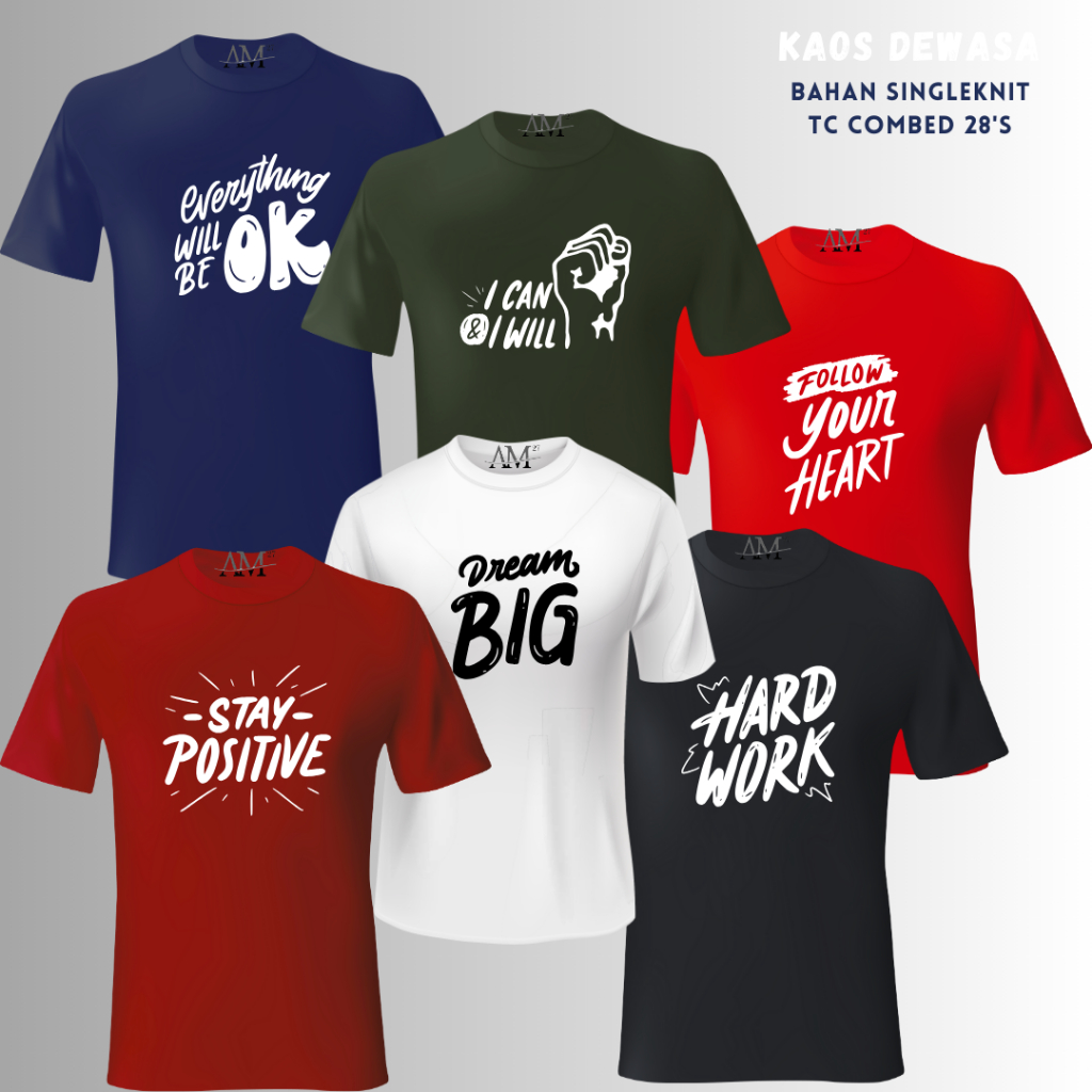 AM27 BAJU ANAK COWOK 1-12 Tahun - Remaja - Dewasa - Jumbo POSITIVE VIBES