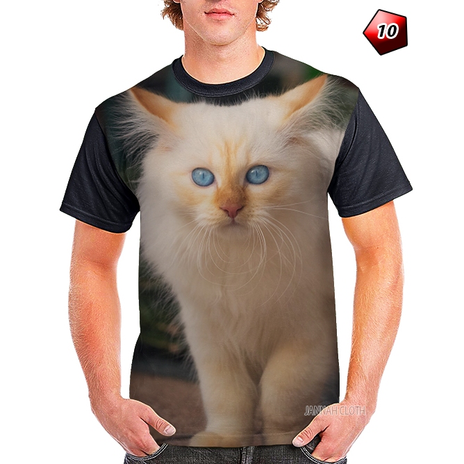 Kaos Kucing Persian Cat With Blue Eyes Kode KC-10 Printing