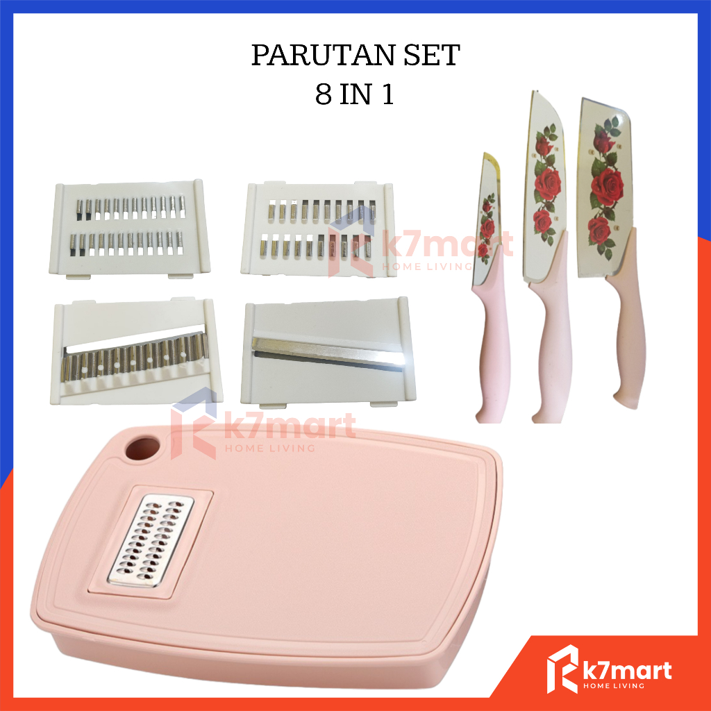 K7MART PARUTAN SET TALENAN DAN PISAU 8 IN 1 / PISAU SET PARUTAN MULTIFUNGSI / ALAT PEMOTONG SAYURAN 