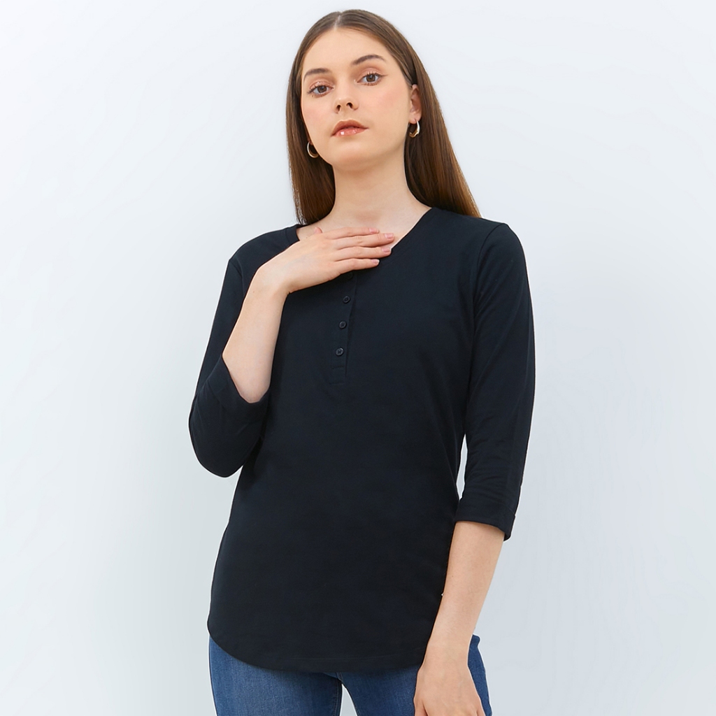 C2 Shakel Black T-Shirt Wanita