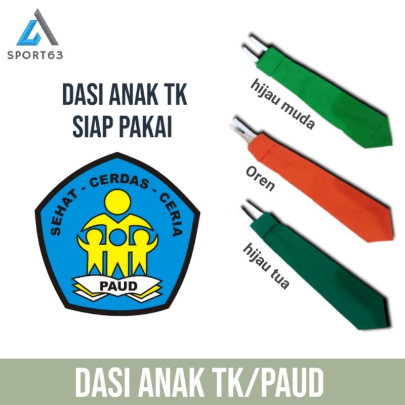 Dasi anak TK siap pakai/dasi anak paud/dasi sekolah anak tk/dasi sekolah anak paud/dasi sekolah anak