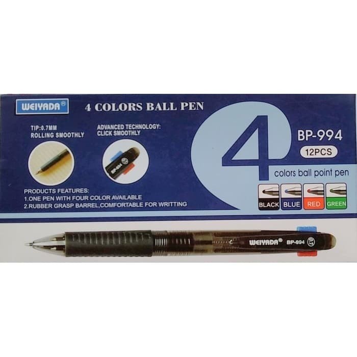 

Ballpoint / Pulpen / Bolpen 4 Warna WEIYADA BP-994 0.7mm