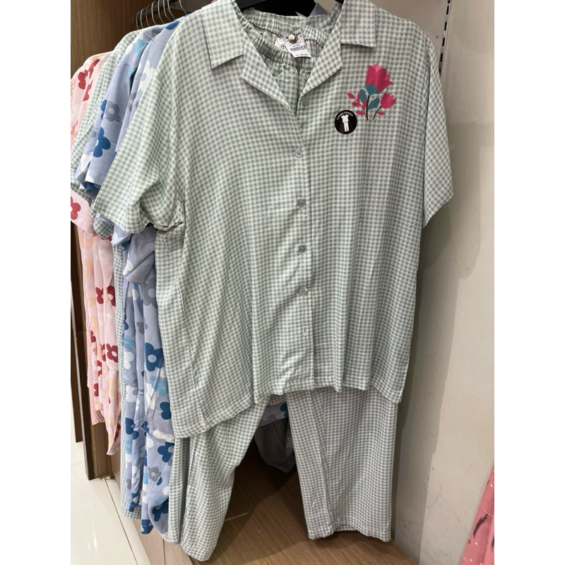 Piyama set wanita atasan lengan pendek celana panjang sage ori nevada