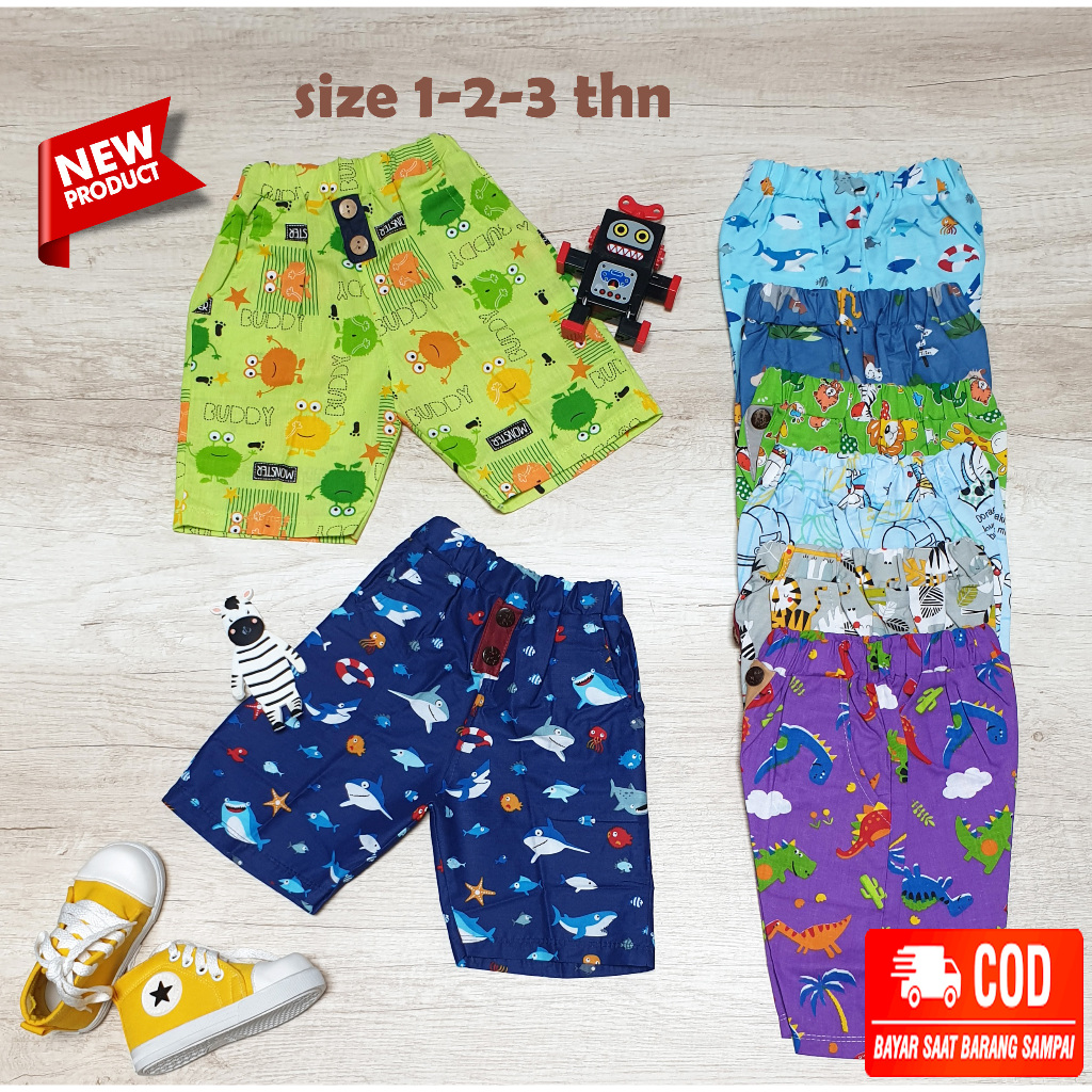 Celana Pendek Harian Anak Laki Laki 1 Sampai 12 Tahun Katun Short Pants Celpen Kolor Ank Laki2 Clana