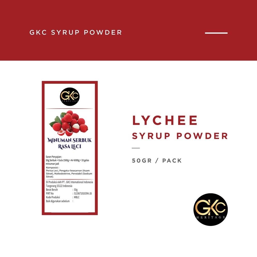 

Harga Bagus Bubuk Sirup Lychee / Leci Powder Syrup Serbuk Minuman Powder Drink GKC Heritage 50 gram