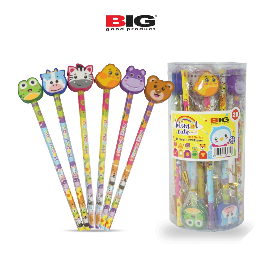 

✨Promo✨ Hari Ini 24 Pcs BIG Pensil 2B & Penghapus Hewan Lucu Graphite Pencil PS-888 !