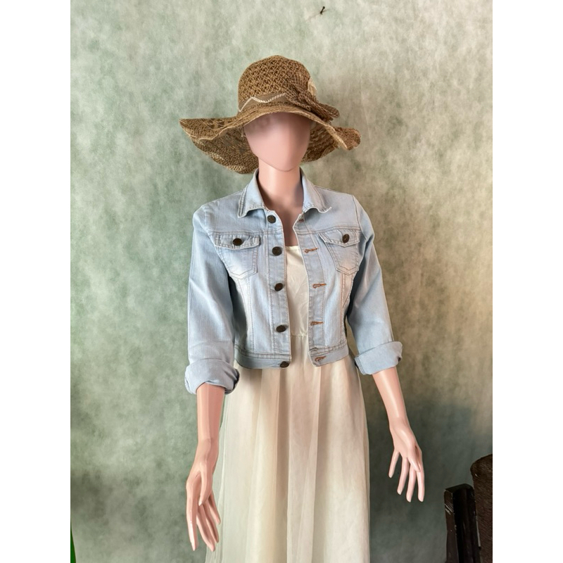 Preloved/Thrift Jaket Crop Jeans Light Blue Korean Style