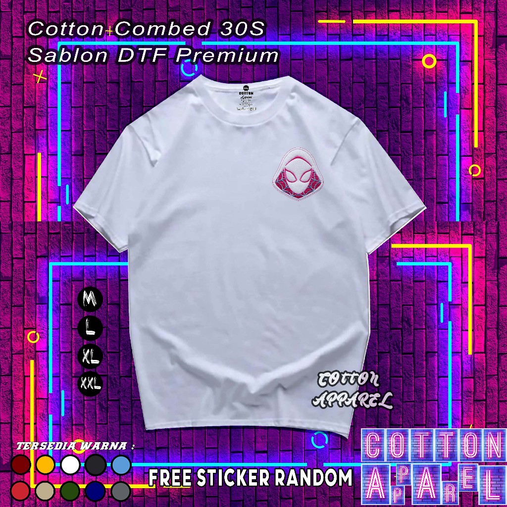 V1 Kaos Couple Spiderman Miles Morales & Gwen Stacy Warna Putih - Kaos Spiderman Couple - Tshirt Spi