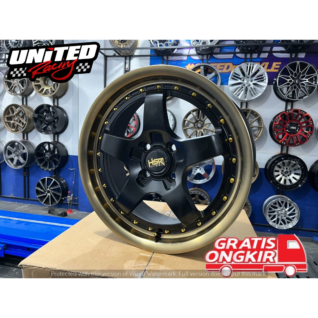VELG RACING PALANG R16 HSR BOB BLACK GOLD UNTUK MOBIL FREED CITY VIOS ACCORD PELAK RING 16