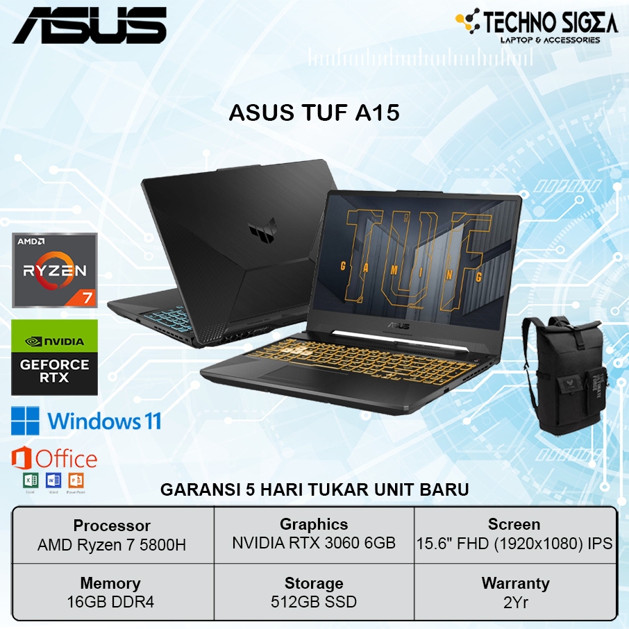 ASUS TUF A15 FA506QM Ryzen 7 5800H RTX3060 6GB 16GB 512GB 15.6 FHD IPS 144Hz
