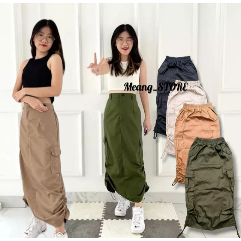 Rok cargo serut anak perempuan-rok anak Viral-rok panjang anak