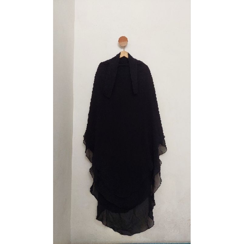 pl FK double layer Aljenna formal black chiffon arabeschi sifon arab