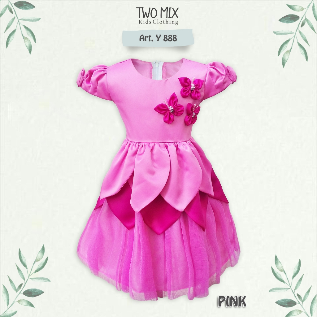 Two Mix - Dress Anak Perempuan - Gaun Anak Cewek Pesta Lebaran Satin 1-12 Tahun Y888