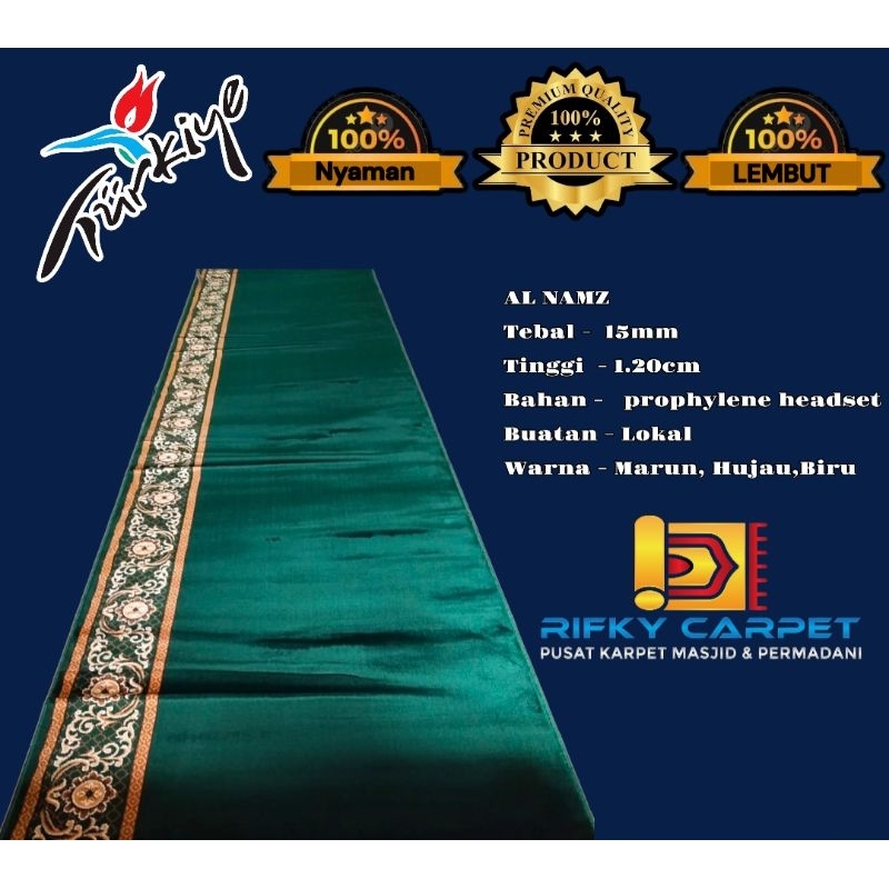 Karpet Masjid Sajadah Sholat Al Namaz Meteran Motif Polos Bintik