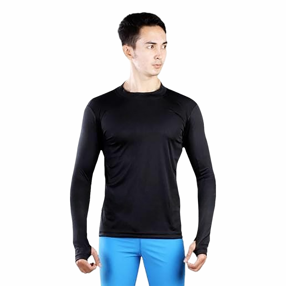 Manset Lengan Panjang Pria Wanita Daleman Baju Kaos Baselayer Olahraga Manset Sport Warna Hitam