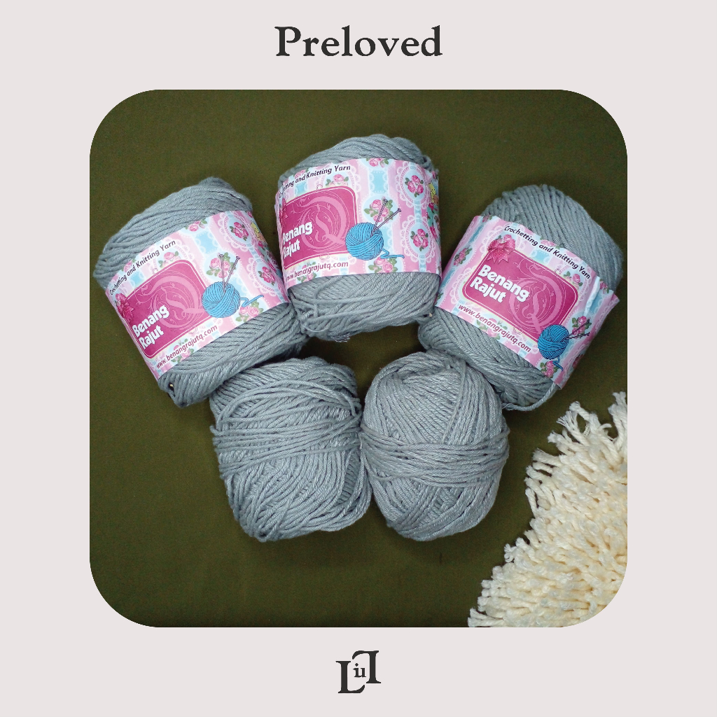 [ PRELOVED ] BENANG RAJUT ABU ABU - BENANGRAJUTQ 100% ORI