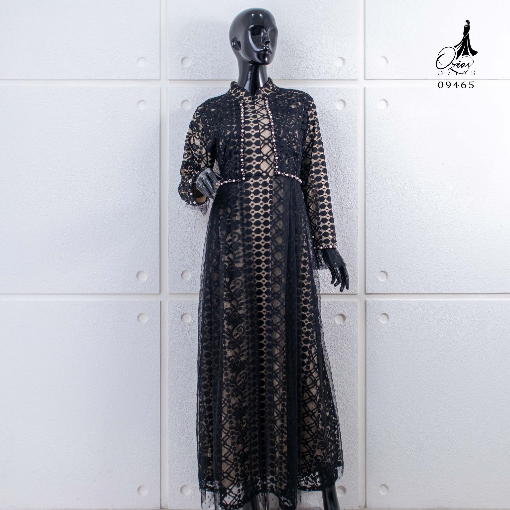 Ozias - Gamis Brokat Fimela 09465 Ld 105 120-hitam