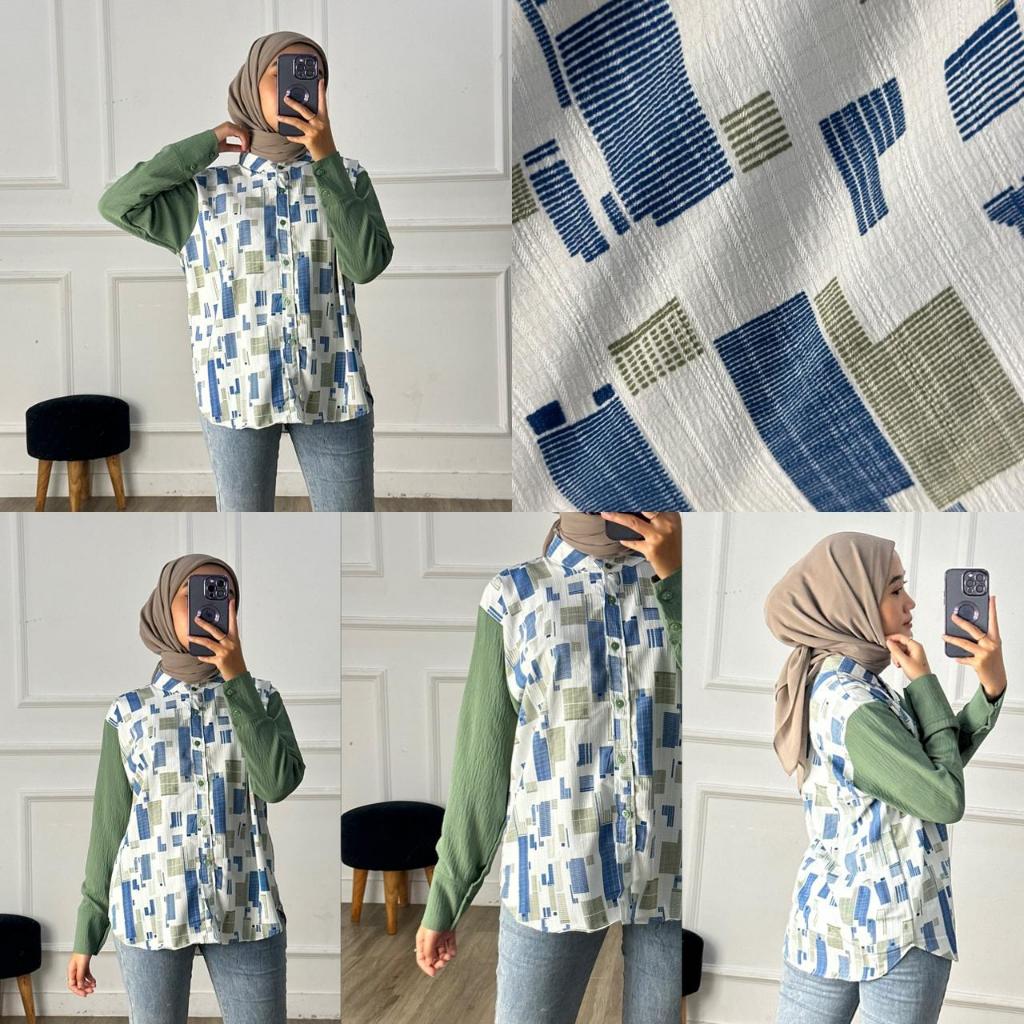 Ayasha Hijab - Naura Blouse Crinkle Kombi Oversize Ld 110