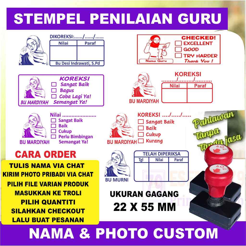

Cetak Stempel Flash Warna Nilai Guru Costom Photo Pribadi