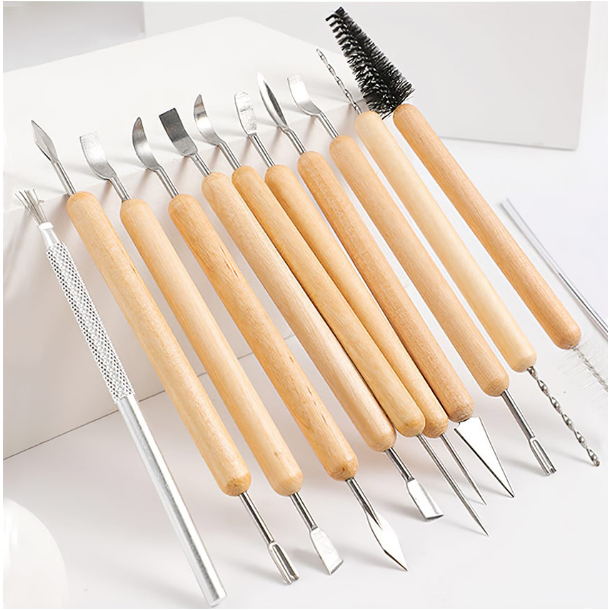 V Tec Alat Butsir Clay Kawat Kayu Set 6 8 10 11 - alat ukir tanah liat clay tool set pottery sculpti
