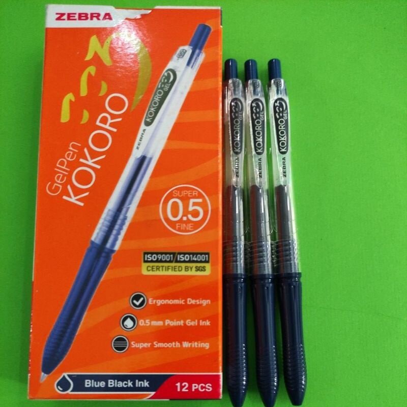 

(ISI 12) Zebra Pulpen Gel Kokoro Blue Black 0.5mm isi 12 pcs