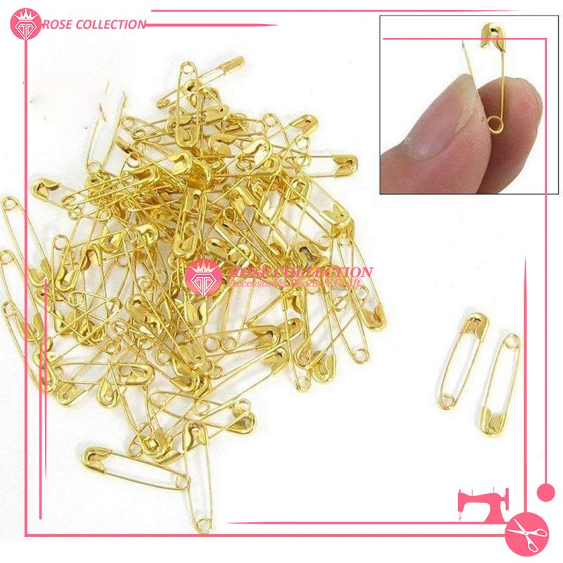 Peniti GOLD Kecil Jarum Peniti Jilbab / Peniti Mini Emas Hijab Kancing