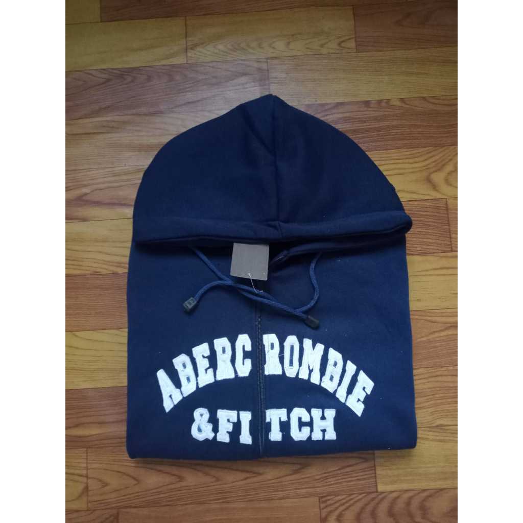 WHO AU BORDIR - Jaket Hoodie ABER Zipper Navy Premium Quality Full Teg & Label Bahan Teball Unisex
