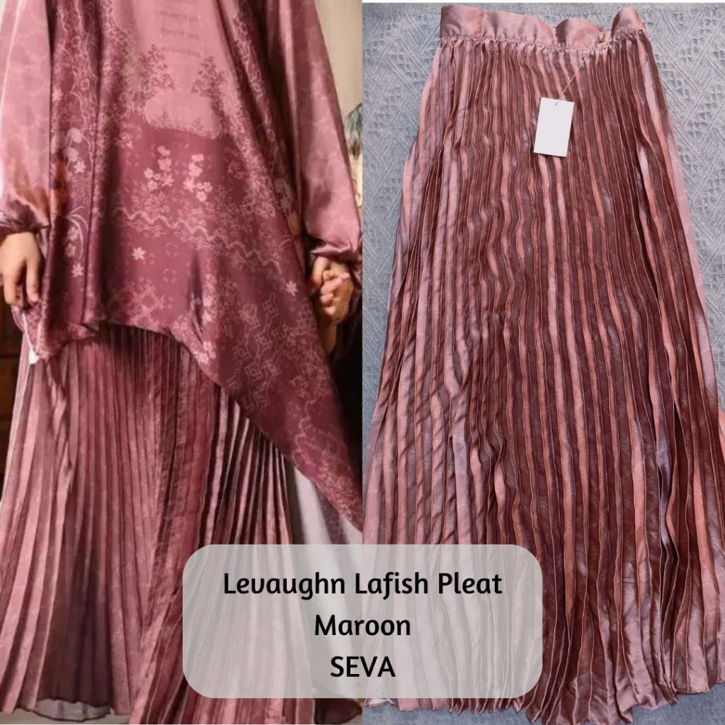 Heylocal Levaughn Lavish Pleated Skirt Maroon Rok Plisket Levaughn Heylocal