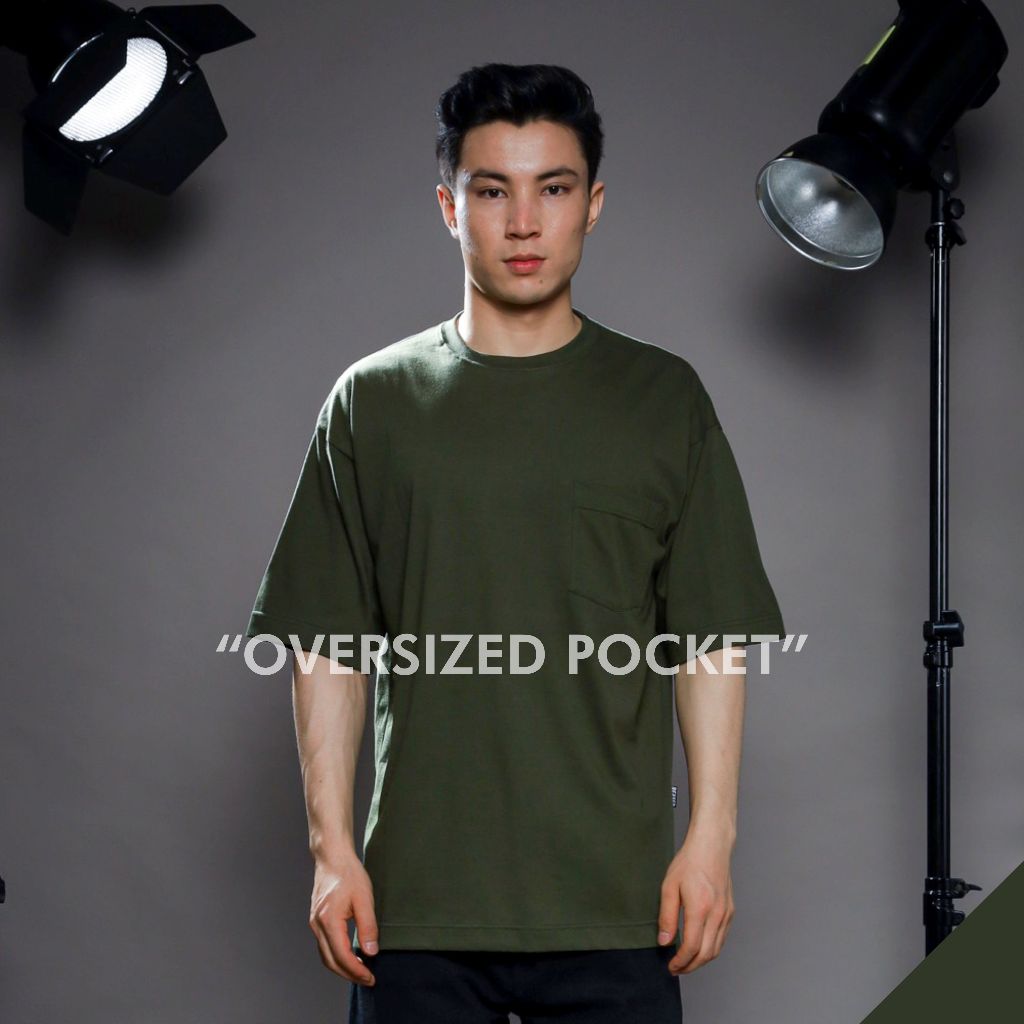 REASER Oversize Pocket Tees Kaos Polos Saku - Army Green