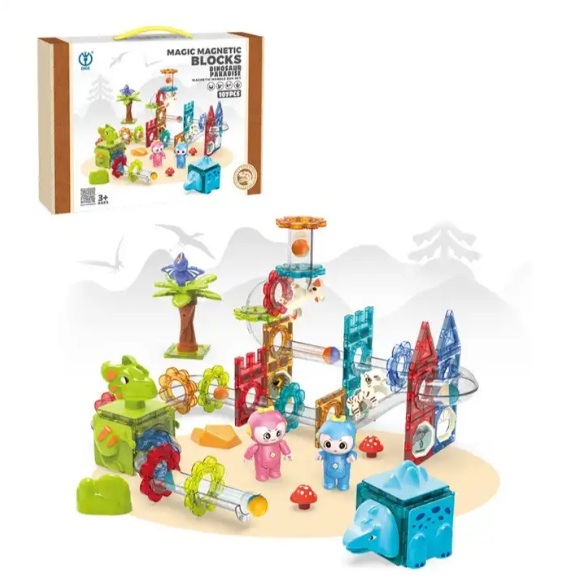 Mainan Edukasi Anak Track Magnetic Magnet Blok Blocks Slide Tracks Marble Run Rolling Ball 3D Puzzle