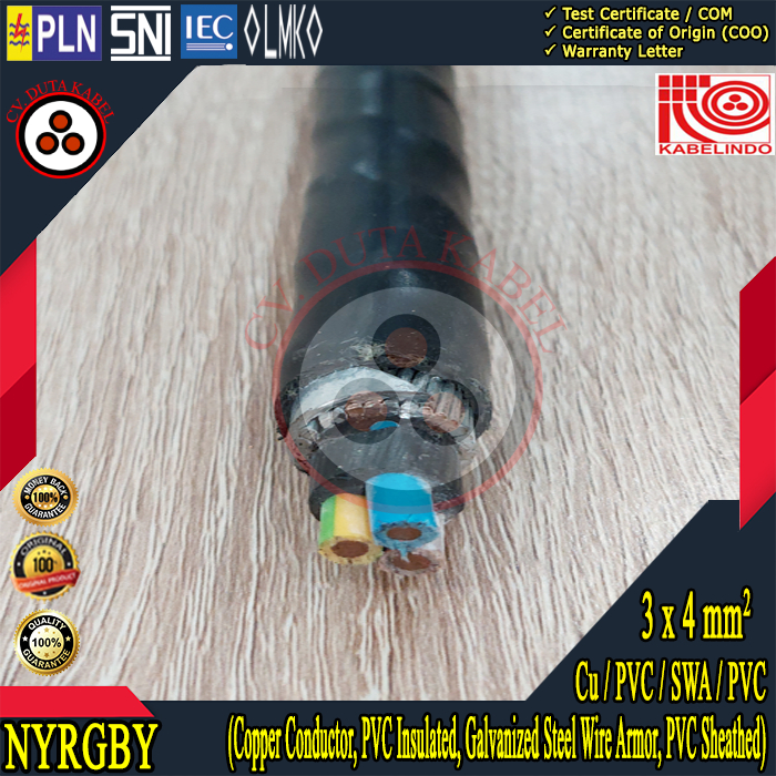 Kabel NYRGBY 3x4 mm2 KABELINDO /NYFGBY 3 x 4 mm2/3x4mm2/3x4