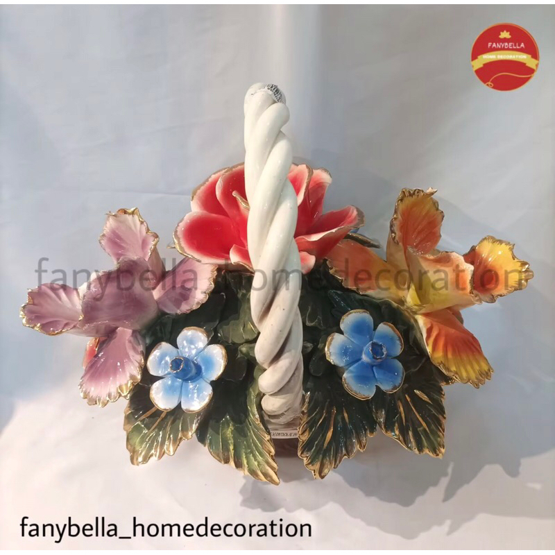 bunga capodimonte / bunga keramik / pajangan keramik / hiasan meja / pajangan ruang tamu / dekorasi 