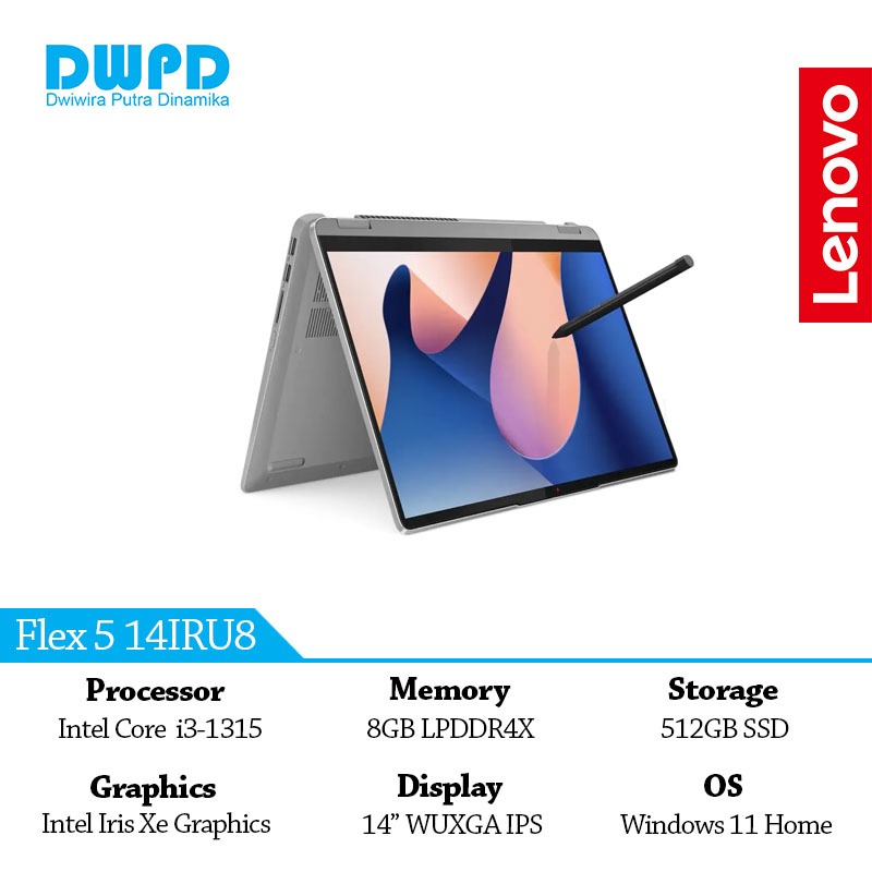 LENOVO Ideapad Flex 5 14IRU8 Intel Core i3-1315U 8GB LPDDR4X 512GB SSD Intel Iris Xe Graphics 14" WU
