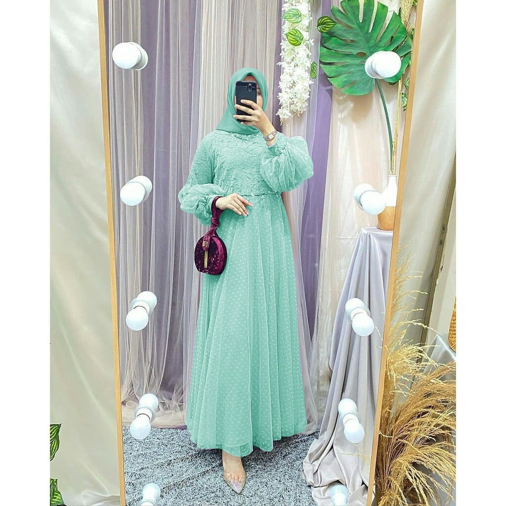 ISG√maxi dress busui salsa size L-XL-XXL jumbo terbaru / dress brukat tile dot inah / dress wanita p