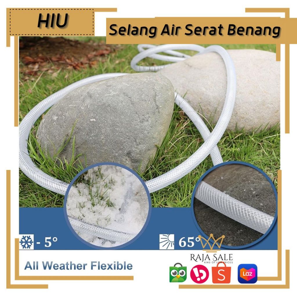 Selang Taman Serat Benang Transparant 1/2 Inch, Selang Air irigasi