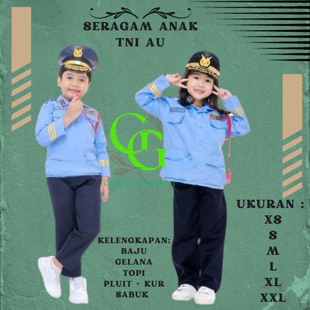 Baju Seragam TNI AU Anak Profesi | TNI Angkatan Udara Kostum Karnaval Anak Murah Bandung