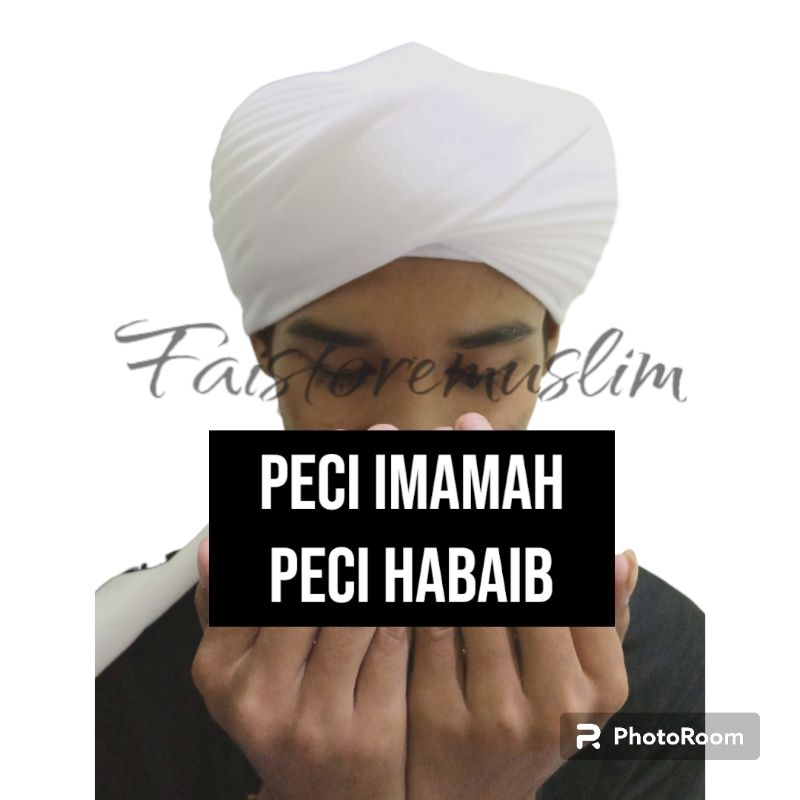 Peci Habaib 9 Lipatan Peci imamah permanen putih polos
