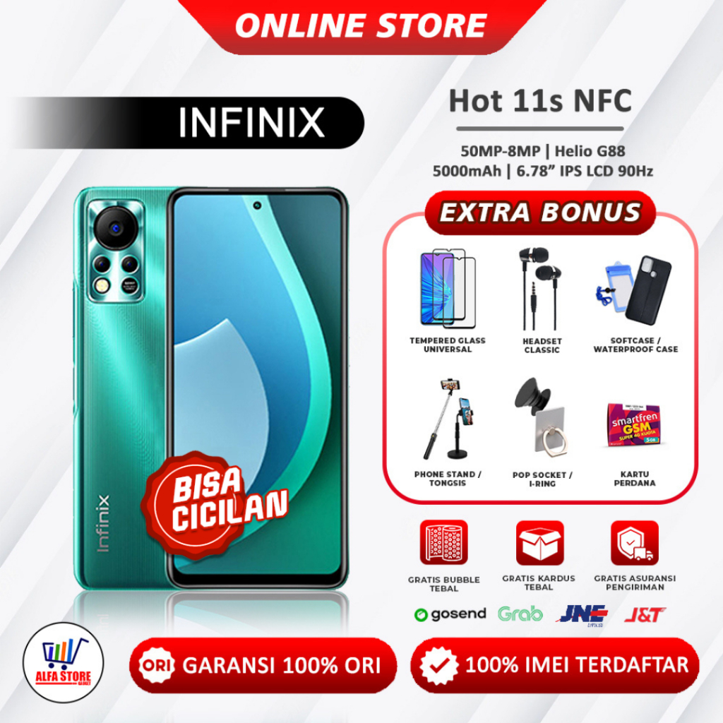 HP Infinix Hot 11s NFC RAM 4/64GB Garansi Resmi