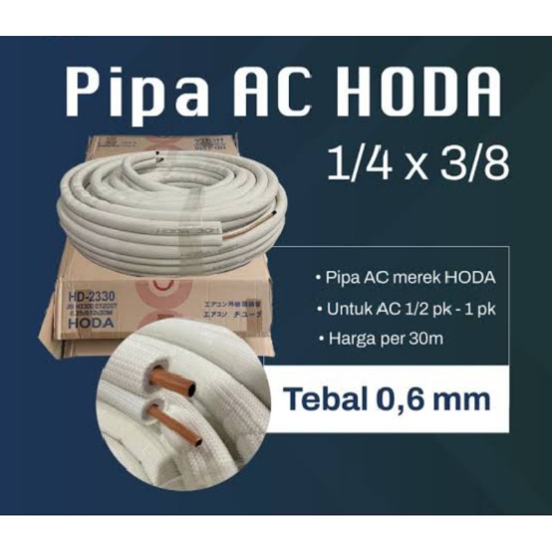 Pipa AC Hoda Roll AC 0.5pk -1pk Hoda 1/4x3/8 Panjang 30 Meter