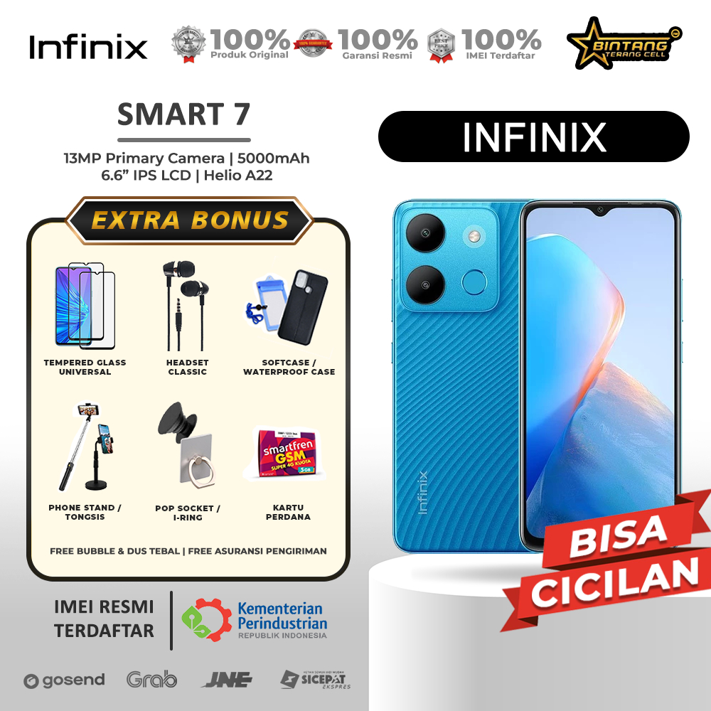 Infinix smart 7 ram 4/64 ram 3/64 extended ram 3gb garansi resmi