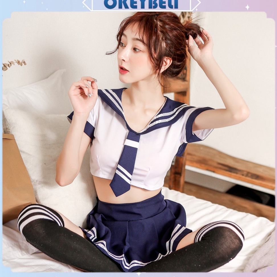 Terlaris.. •OKEY BELI•BJ1167 Set Lingerie Baju Seksi Rok Gstring Lingeri Cosplay Seragam Siswa Jepan