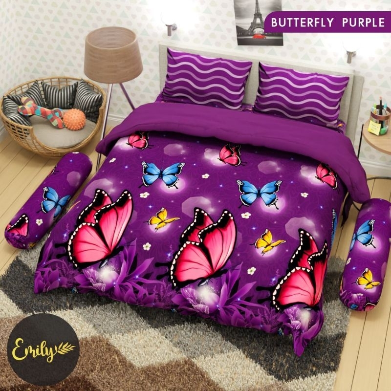 SPREI WARNA UNGU MOTIF BUTTERFLY PURPLE // SPREI MOTIF KUPU-KUPU UNGU CANTIK