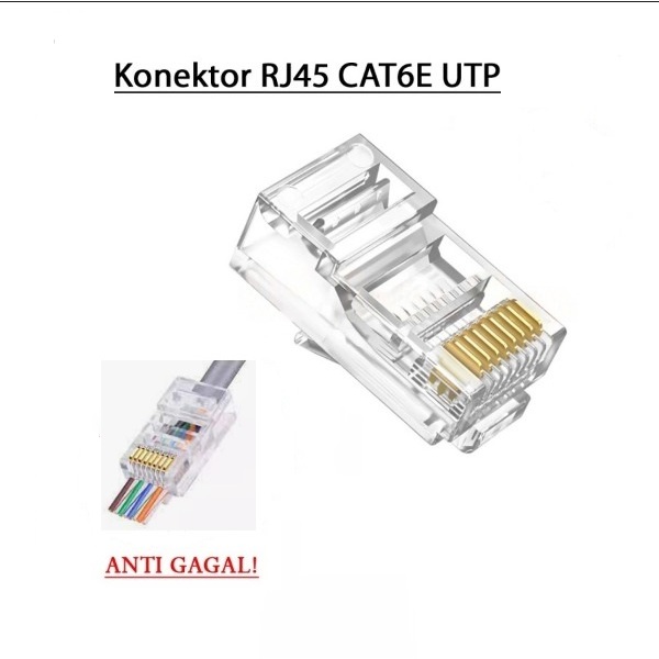 Konektor RJ45 Cat6 Anti Gagal Connector Cat 6 Rj45 10gbps Eceran