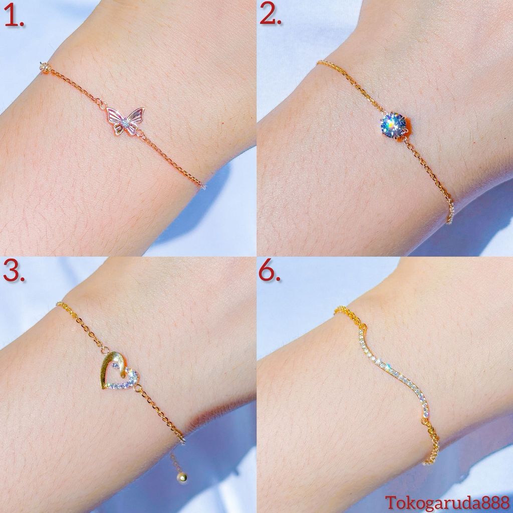 Gelang SERUT anak dan dewasa emas asli kadar 70 75 16k 17k solitaire infinity love boba kupu2 rantai