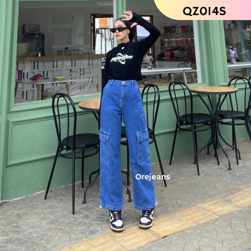 ORE - QZ014S Kulot Joger Cargo Pants Jeans Highwaist Serut Bawah Vintage Streetwear Korean Style