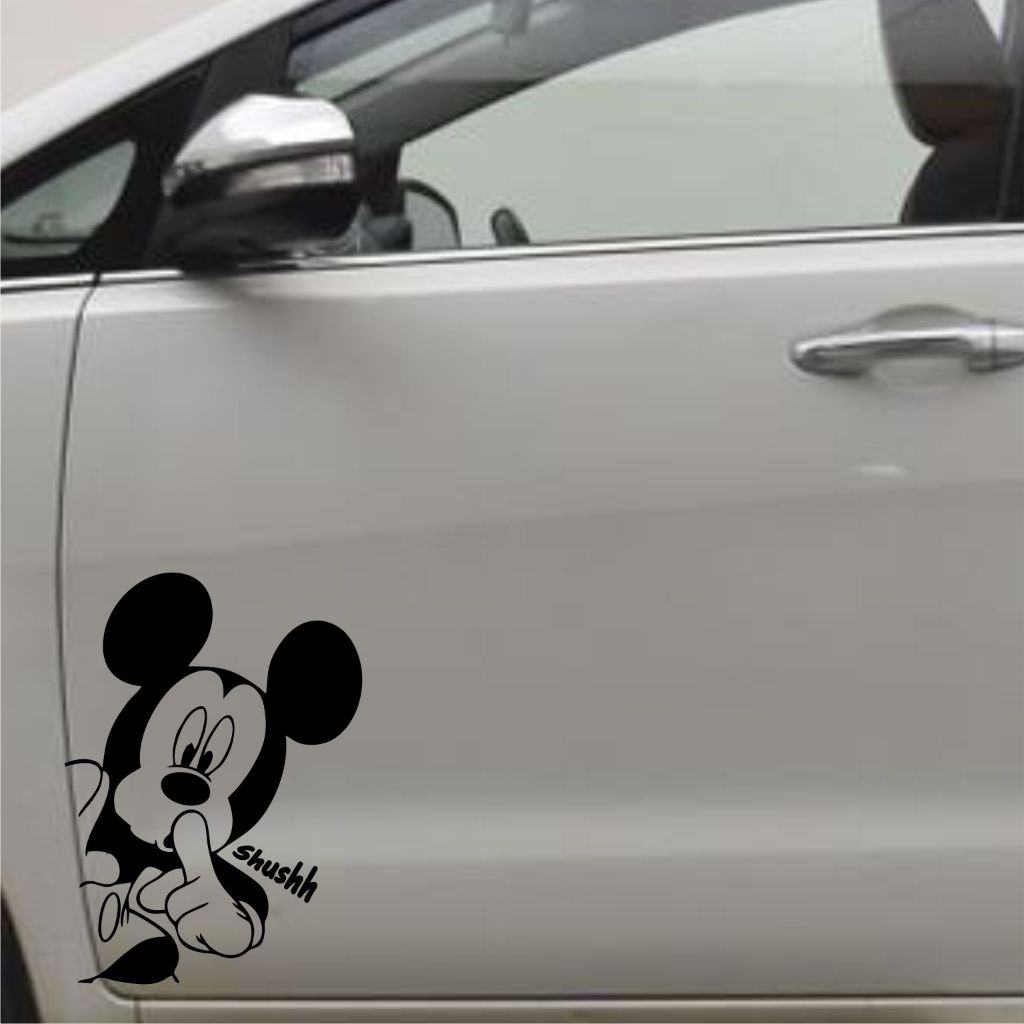 STICKER MOBIL CUTTING STICKER MICKEY MOUSE PEEKING STIKER PINTU MOBIL MICKEY MOUSE LUCU KEREN